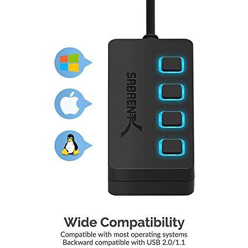 Imagem de Hub USB 3.0 de 4 portas com interruptores de energia: eficiente e prático