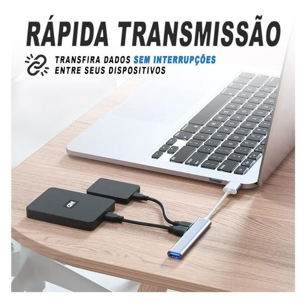 Imagem de Hub Usb 3.0 de 4 Portas Usb de Alta Velocidade Compacto Expansor USB Pc Notebook Multi Portas 4 EM 1 