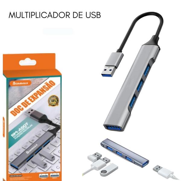 Imagem de Hub Usb 3.0 de 4 Portas Usb de Alta Velocidade Compacto Expansor USB Pc Notebook Multi Portas 4 EM 1 