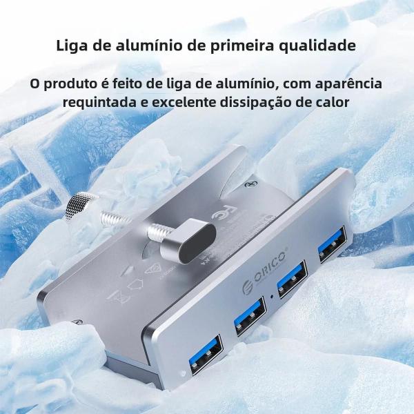 Imagem de Hub USB 3.0 de Alumínio - Alta Velocidade (5Gbps) - 4 Portas