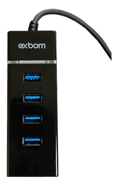 Imagem de Hub USB 3.0 Exbom UH-30 5.0 Gbps 4 Portas Alta Velocidade Preto Led