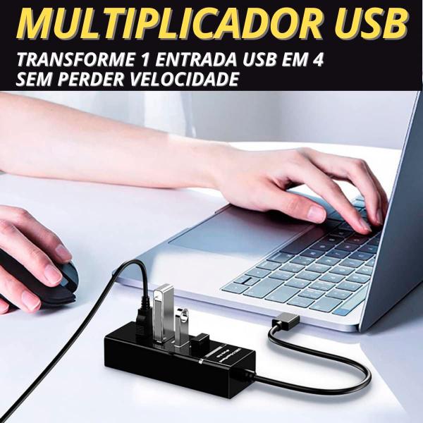 Imagem de Hub Usb 3.0 Extensor 4 Portas Led Indicador High Speed Hd