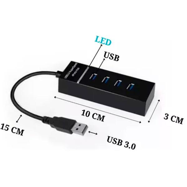 Imagem de Hub Usb 3.0 Extensor 4 Portas Led Indicador High Speed Hd