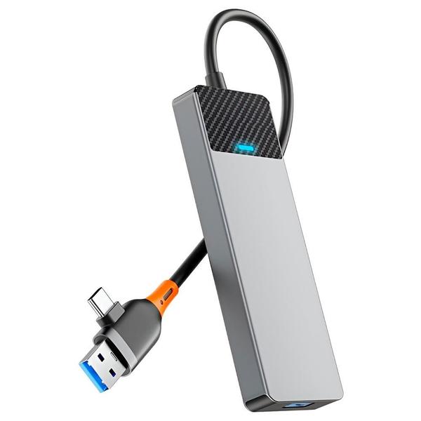 Imagem de Hub USB 3.0 + Type-C 3.1 Wiwu Linker A431C 4 Portas / 3 USB 3.0 / Type-C Fêmea - Cinza