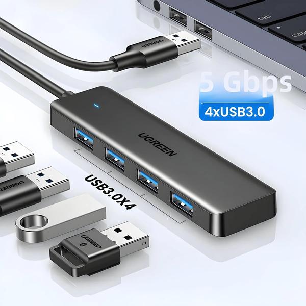 Imagem de Hub USB 3.0 Ugreen Slim - 4 Portas para Macbook, Laptop, Desktop, Xbox e PS5