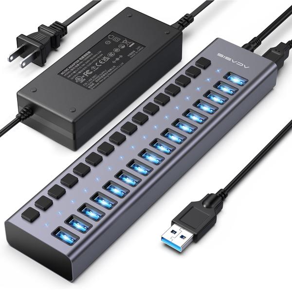 Imagem de Hub USB 3.1 ACASIS de 16 Portas - 10 Gbps, com Adaptador de 96W