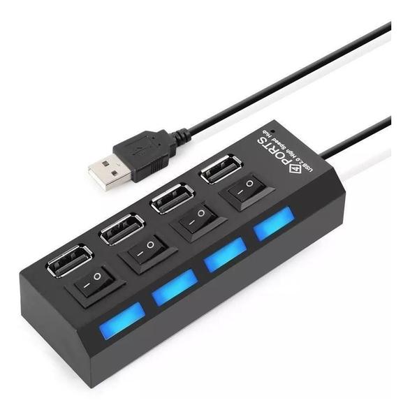 Imagem de Hub Usb 4 Portas 2.0 Adaptador Veicular E Casa Expansor