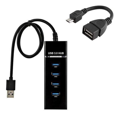 Hub Usb 4 Portas 3.0 + Cabo Otg Ideal Para Mobilador e Outros - Kit mobilador Imagem de Hub Usb 4 Portas 3.0 + Cabo Otg Ideal Para Mobilador e Outros