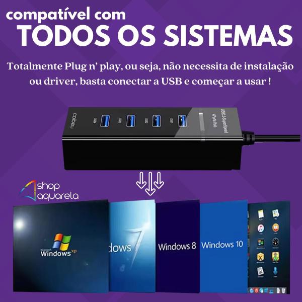 Imagem de Hub USB 4 Portas 3.0 Extensor com Led 5.0 Gbps