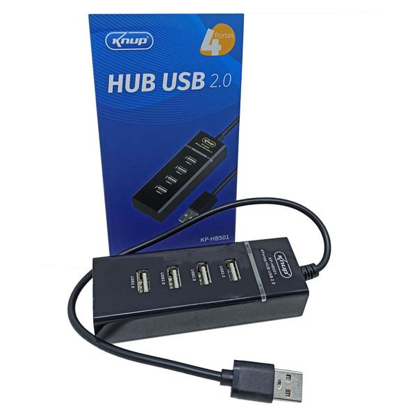Hub Usb 4 Saidas 2.0 Alta Velocidade Knup Imagem de Hub Usb 4 Saidas 2.0 Alta Velocidade Knup