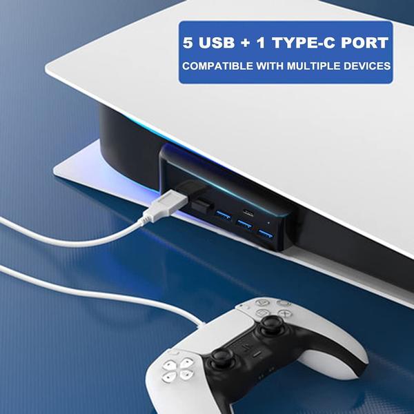 Imagem de Hub USB 5 Portas PS5 Alta Velocidade 4 USB + Porto Tipo C