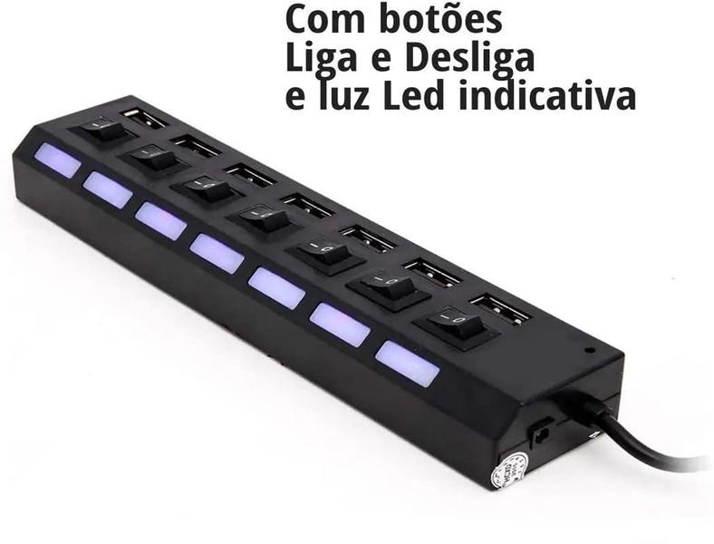 Imagem de Hub Usb 7 Portas 2.0 Para Multiplicar Uma Porta Usb