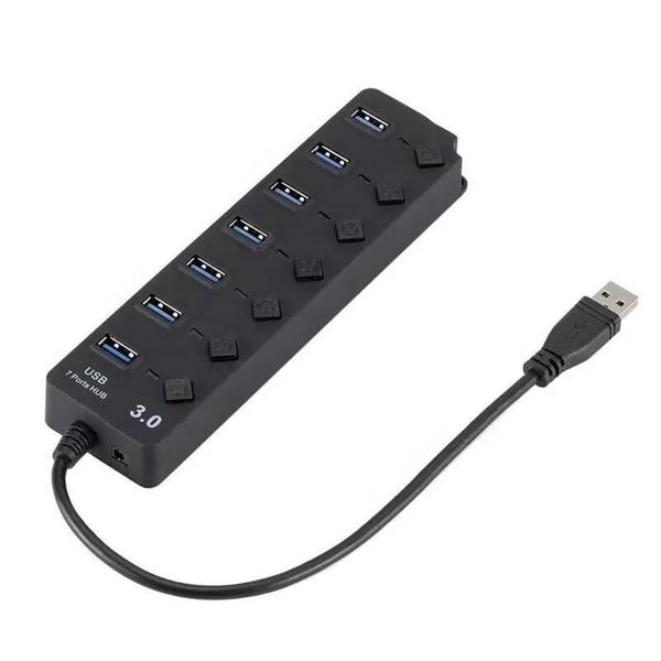 Imagem de Hub USB 7 Portas com Interruptores Individuais - Extensor e Divisor para MacBook e PC