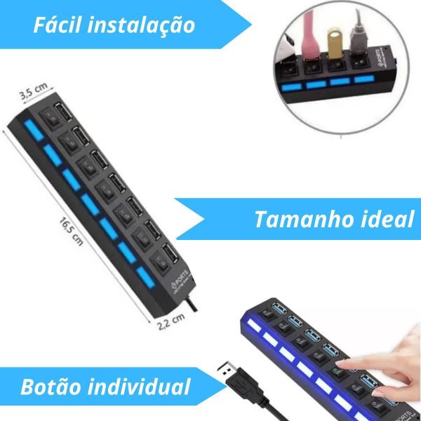 Imagem de Hub Usb 7 Portas - Conexões Simples E Rápidas