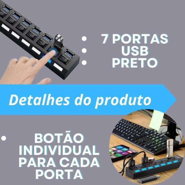 Imagem de Hub Usb 7 Portas Pro - Tecnologia E Praticidade