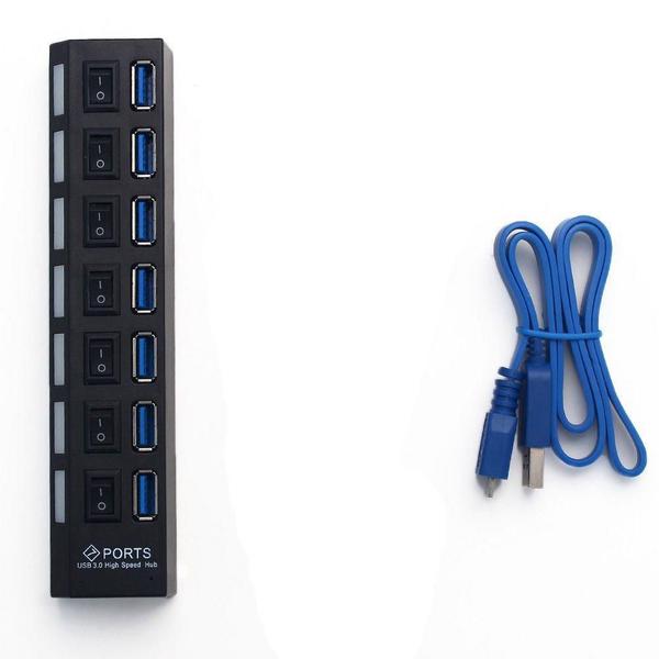 Imagem de Hub Usb 7 Portas USB 3.0 Com Switch E Led Indicador Suporta 1TB LEY-199 Lehmox