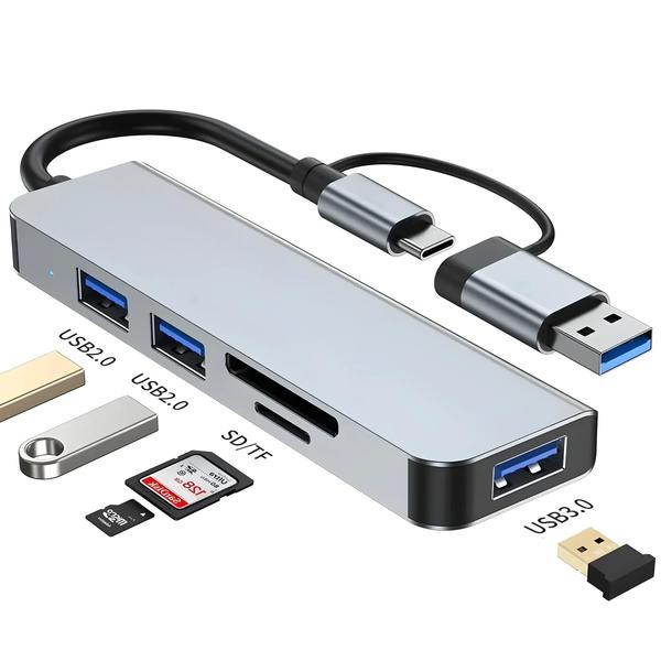 Imagem de Hub USB 8 em 2 com Leitor de Cartão - Estação de Acoplamento USB 3.0/2.0 (SD/TF)