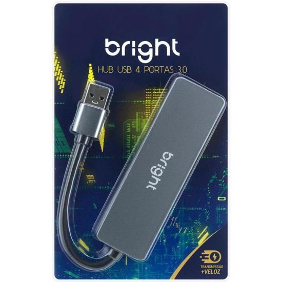 Imagem de Hub USB BRIGHT 4 Portas 3.0 Prata 5GBPS.