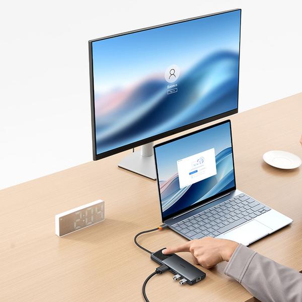 HUB USB C 10 em 1 120Hz com Botão - baseus Imagem de HUB USB C 10 em 1 120Hz com Botão