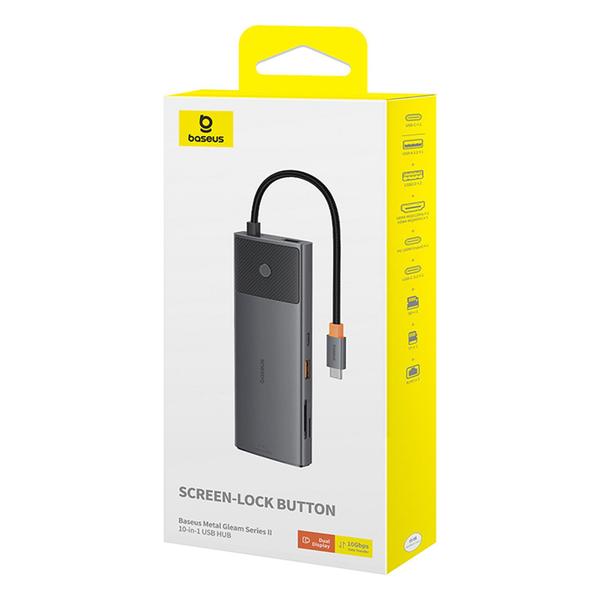 HUB USB C 10 em 1 120Hz com Botão - baseus Imagem de HUB USB C 10 em 1 120Hz com Botão