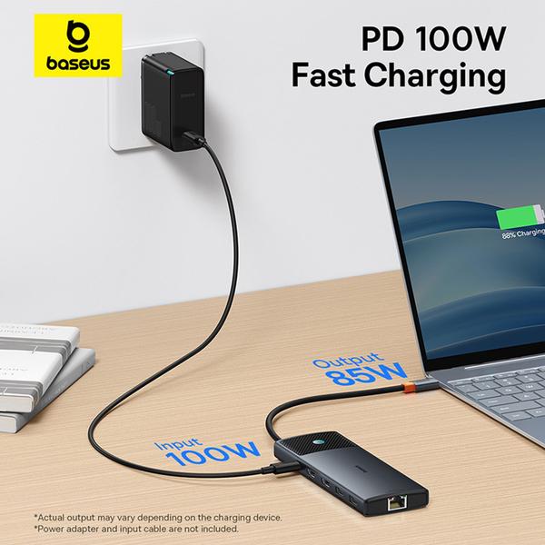 HUB USB C 10 em 1 120Hz com Botão - baseus Imagem de HUB USB C 10 em 1 120Hz com Botão