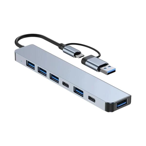 Imagem de Hub USB-C 8 em 2 - 4 Portas USB, Leitor de Cartões SD/TF e Saída de Áudio para Macbook