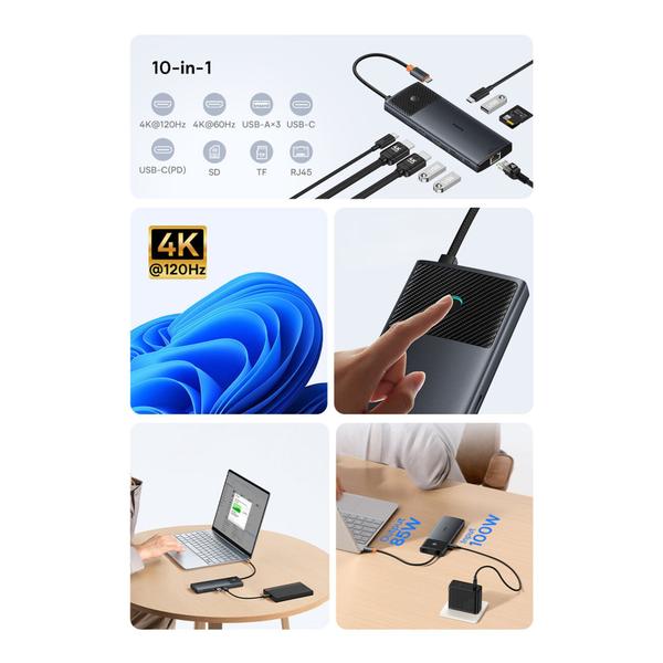 Imagem de Hub Usb C De 10 Em 1, Adaptador Usb C HDMI 4k, Estação De Ancoragem Usb-c pd 100w, Usb 3.0, Sd/tf,