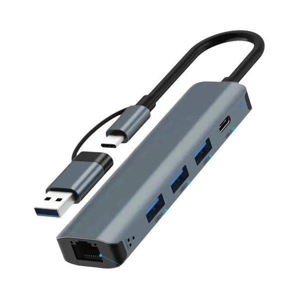 Imagem de Hub USB-C Multiportas - Adaptador USB-C para USB-A 3.0 e Gigabit Ethernet