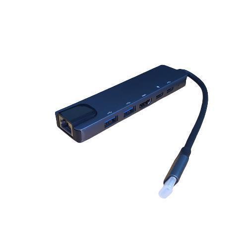 Imagem de Hub Usb C Usb-C 6 Em 1 Usb 2X 3.0 Hdmi 4K Rj45 Pd 87W Ubsc