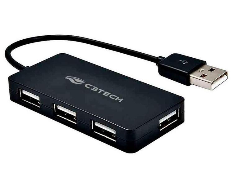 Imagem de Hub Usb C3 Tech 4 Portas 2.0 Preto Hu-220Bk