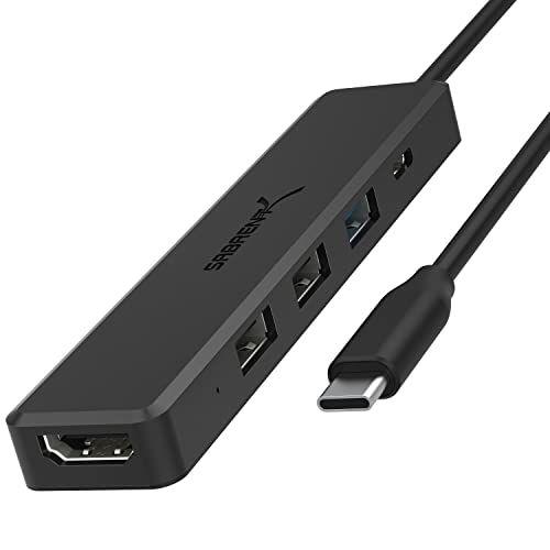 Imagem de Hub USB multi-porta-c Sabrent com  4k HDMI Entrega de energia (60 Watts)  1 porta USB 3.0  2 portas USB 2.0 (HB-TC5P)