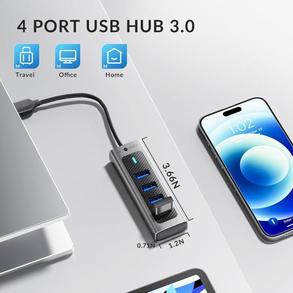 Imagem de Hub USB SETMSPACE 3.0 com 4 portas de 5 Gbps para laptop, PC, PS4