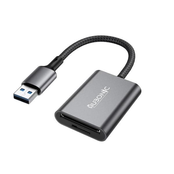 Imagem de Hubonic Adaptador Leitor de Cartão USB 3.0 5Gbps Dual Slot SD/TF Liga de Alumínio Notebook Tablet Celular