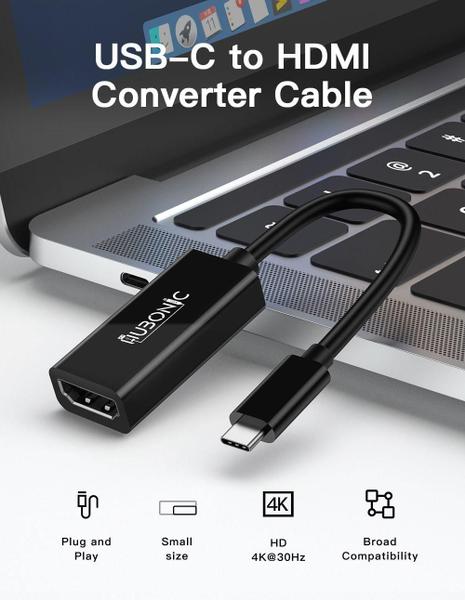 Imagem de Hubonic Adaptador USB C para HDMI 4K 60Hz Cabo Celular Tablet Notebook Resistente Alta Qualidade