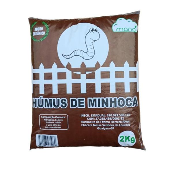 Imagem de Humus de minhoca maná adubo org/ânico para plantas 2 kg