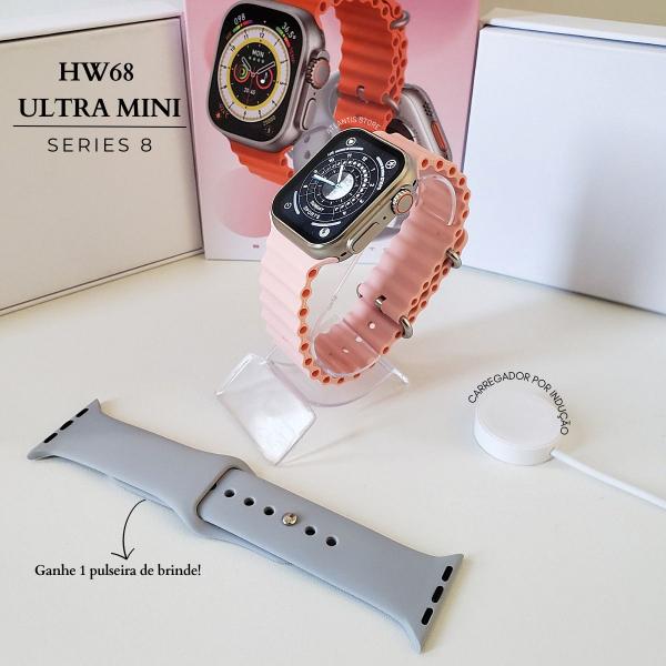 Imagem de Hw68 Ultra Mini Smartwatch Relógio Inteligente Laranja Duas Pulseiras Serie 8 41mm GPS Original Envio Imediato