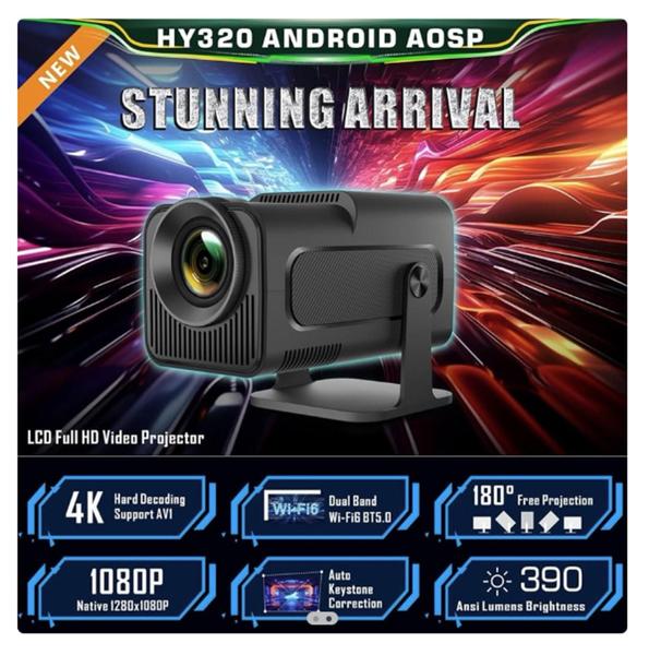 Imagem de HY320 Projetor Inteligente 4K  1080P  10000 Lumens com WiFi 6, Android 11.0 integrado