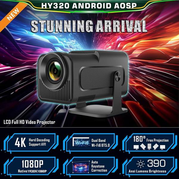 Imagem de HY320 Projetor Inteligente 4K  1080P  10000 Lumens com WiFi 6, Android 11.0 integrado