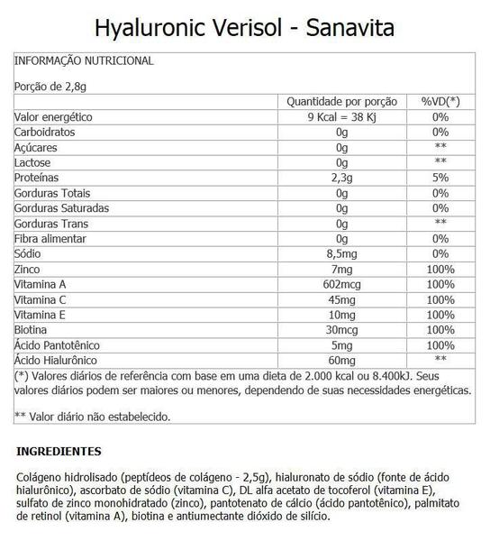 Imagem de Hyaluronic Verisol - 30 Sachês De 2,8G - Sanavita