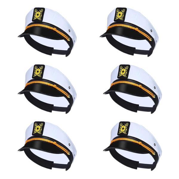 Imagem de Iate Captain Hat dodowin para homens e mulheres, pacote com 6 unidades, branco marinho, preto