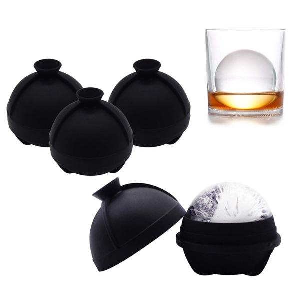 Imagem de Ice Ball Molds Helpcook, pacote com 4 esferas de silicone de 2,5 polegadas