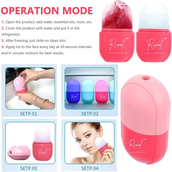 Imagem de Ice Face Roller e Gua Sha Rcool Facial Beauty Skin Care Pink