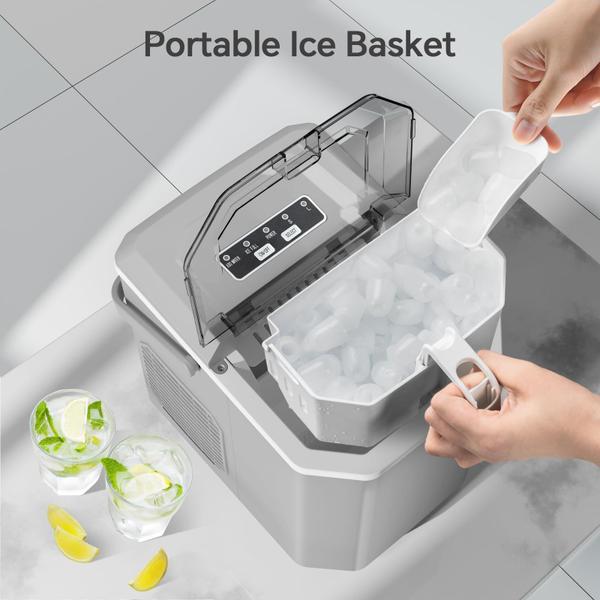 Imagem de Ice Maker Crzoe Countertop 26 libras/24 horas 9 cubos 6 minutos cinza