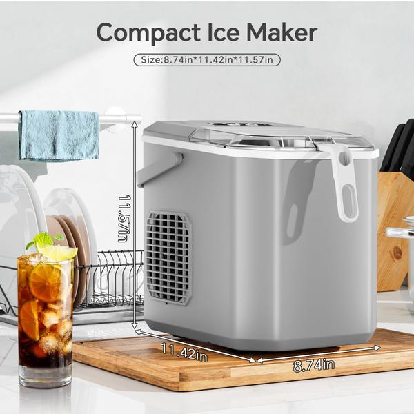 Imagem de Ice Maker Crzoe Countertop 26 libras/24 horas 9 cubos 6 minutos cinza