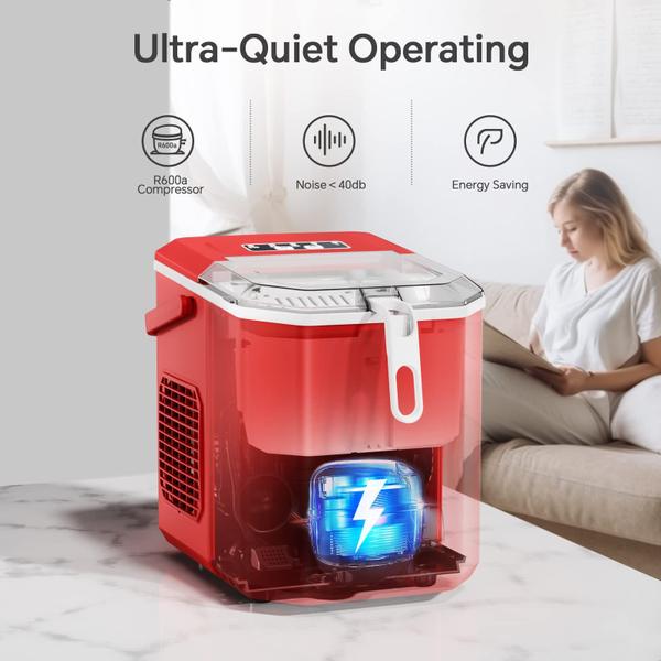 Imagem de Ice Maker Crzoe Countertop 26 libras/24 horas 9 cubos 6 minutos VERMELHO