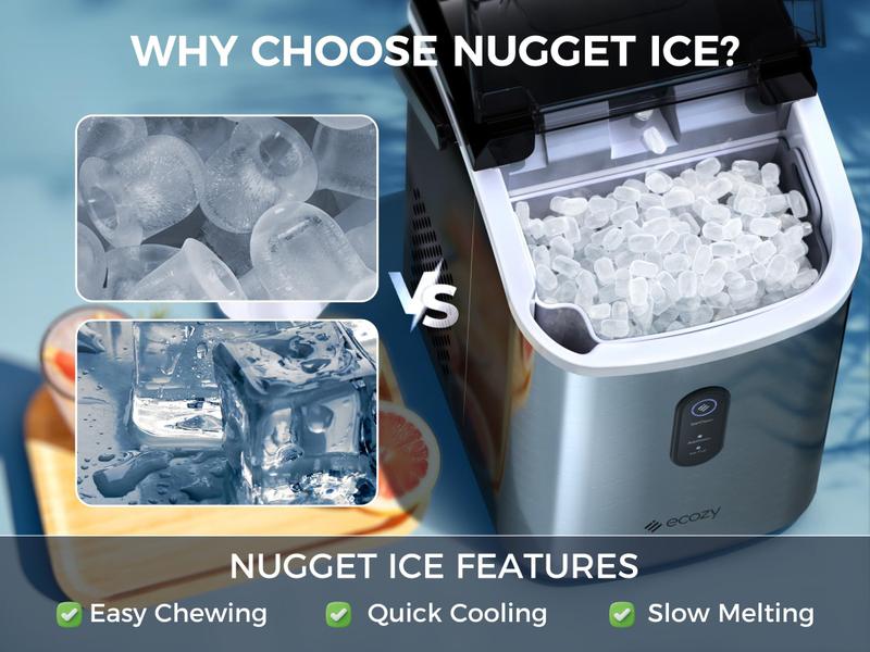 Imagem de Ice Maker ecozy Nugget Countertop 15 kg de saída diária prateada