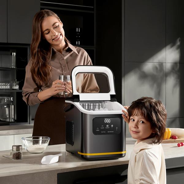 Imagem de Ice Maker Kismile Countertop 28 libras/24 horas com tela LED preta