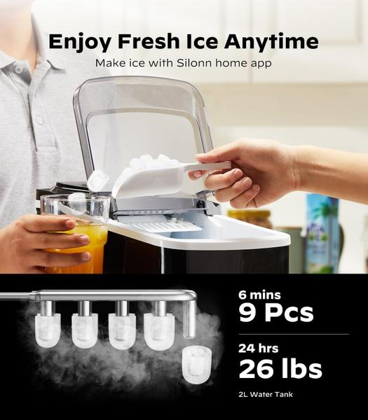 Imagem de Ice Maker Silonn Smart Countertop 26 lb/dia, 2 tamanhos de gelo