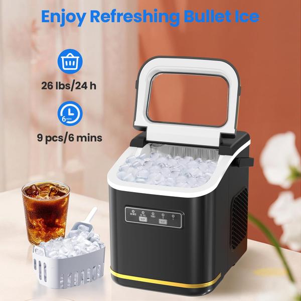 Imagem de Ice Maker Zyerch Countertop 26 lbs/24H, 2 tamanhos de Ice Black