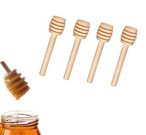 Imagem de ICEYLI Madeira Mel Misturando Stirrer 4 Pcs 3 Polegadas Mini Honey Dipper Sticks Honey Comb Stick Honey Spoon Collecting Dispensando Geleia Drizzling